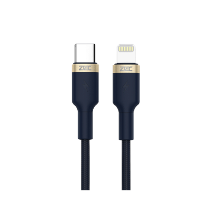 สายชาร์จเร็วไนลอนถัก ZTEC รุ่น ZL411 USB-C to Lightning  1 เมตร สีกรม (รองรับเทคโนโลยี PD)_0